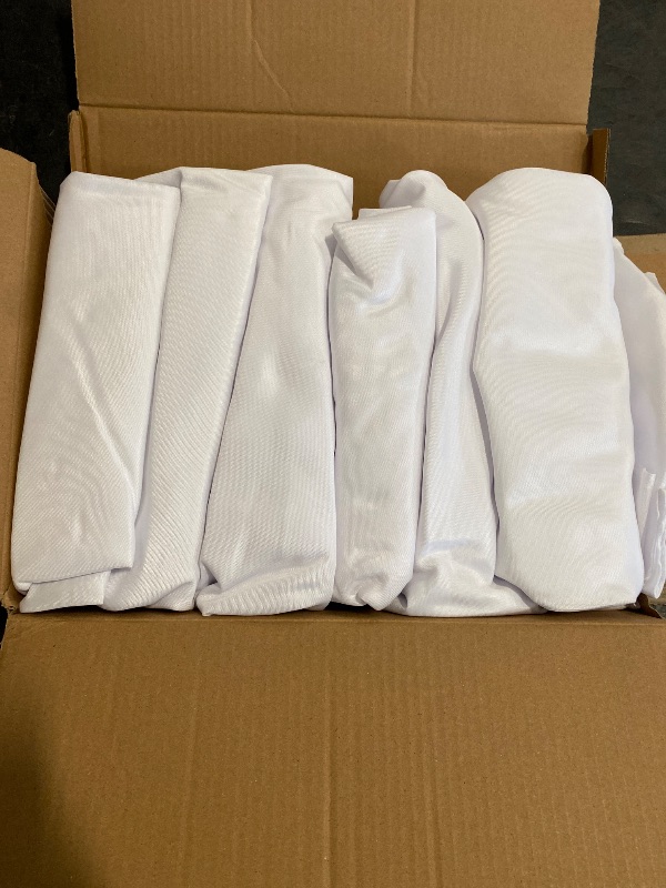 Photo 1 of Fitable 6 Pack White Round Table Clothes - 70 Inches in Diameter - Stain Resistant and Washable Tablecloths, Polyester Fabric Table Covers for Wedding, Party, Banquet, Gathering