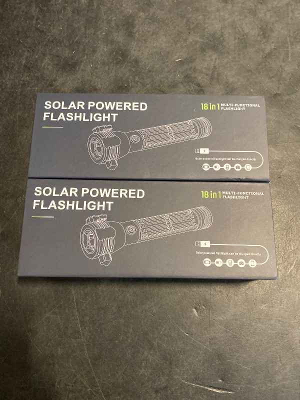 Photo 1 of Otdair Solar/Rechargeable LED Flashlight, Multi Function Ultra Bright Flashlight, Emergency Strobe Light, USB-C Rechargeable, Survival Gear and Supplies, 5 Modes for Outdoor, Camping, Hiking, 2 Pack