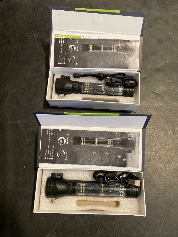 Photo 1 of Otdair Solar/Rechargeable LED Flashlight, Multi Function Ultra Bright Flashlight, Emergency Strobe Light, USB-C Rechargeable, Survival Gear and Supplies, 5 Modes for Outdoor, Camping, Hiking, 2 Pack