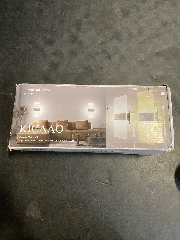 Photo 1 of KICAAO Wall Sconces Set of Two, Modern Wall Sconce Plug in 10W 6000K Cool White Acrylic Wall Lights with 6FT/180cm Plug in Cord and On/Off Switch on The Cord