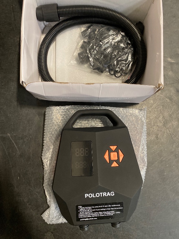 Photo 1 of Polotrag Paddle Board Pump, Sup Pump Electric Portable with Auto-Off/Deflation, Dual Stage 12V DC Car Connector Air Pump for Inflatables,Kayak and Air Mattress(Orange)