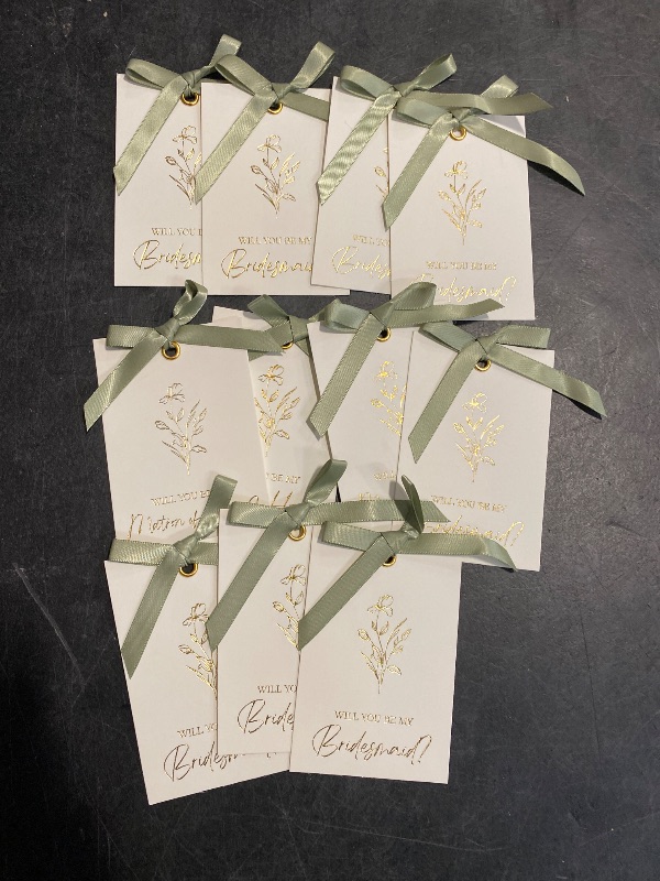 Photo 1 of Humyoun 11 Pcs Bridesmaid Proposal Card with Ribbon Bow Floral Metallic Bridal Gift 8 Will You Be My Bridesmaid 2 Maid of Honor 1 Matron of Honor Invitation for Bridal Shower(White, Sage Green)