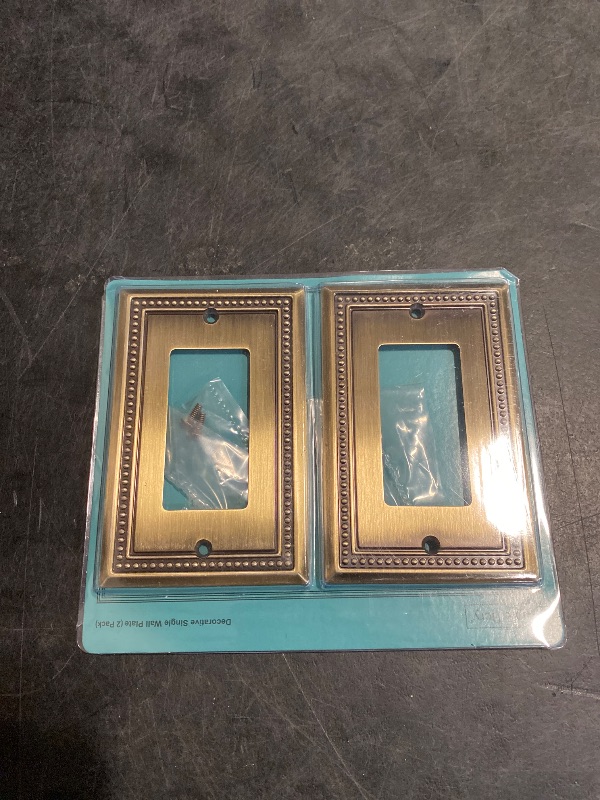 Photo 1 of Henne Bery Sunken Pearls Heavy Duty Decorative Wall Plate Switch Plate Outlet Cover (Single Decorator, 2 Pack, Antique Brass)