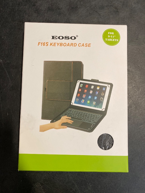 Photo 1 of eoso TouchPad Keyboard case for 9",9.7",10.1",10.2",10.5",10.9",11" Tablets,2-in-1 Bluetooth Wireless Keyboard with Touchpad,7 Colors Backlit & Leather Folio Cover(Black)