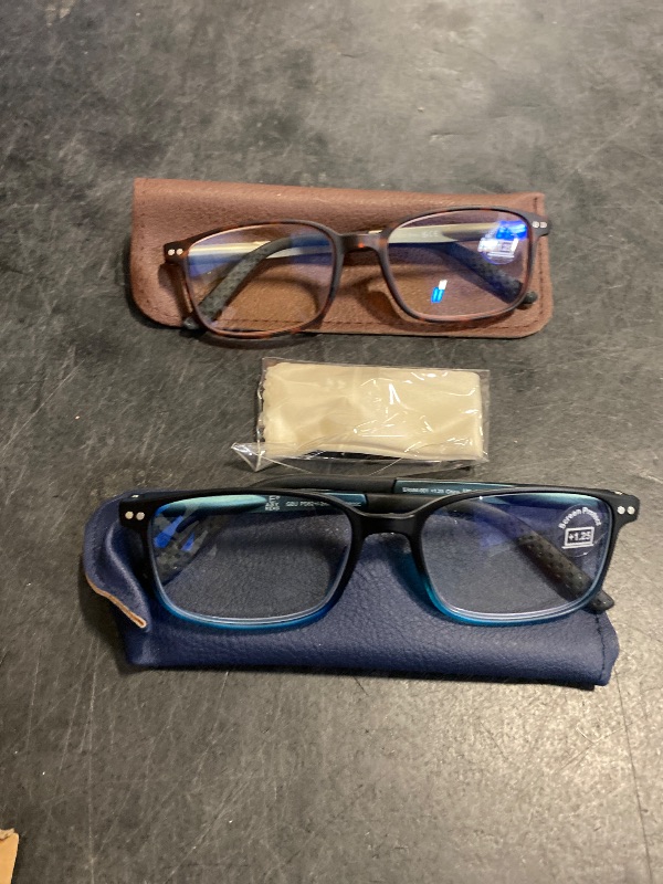 Photo 1 of EASY READ 2 Pack TR90 Reading Glasses for Men,Sporty Rectangular Blue Light Blocking Readers with Spring Hinge(Magnification 1.25,Tortoise/Gradient Blue)