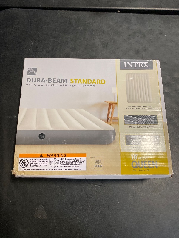 Photo 1 of (Q) Intex 64103E Dura-Beam Standard Single-High Air Mattress: Fiber-Tech - Queen Size - 10in Bed Height - 600lb Weight Capacity - Pump Sold Separately