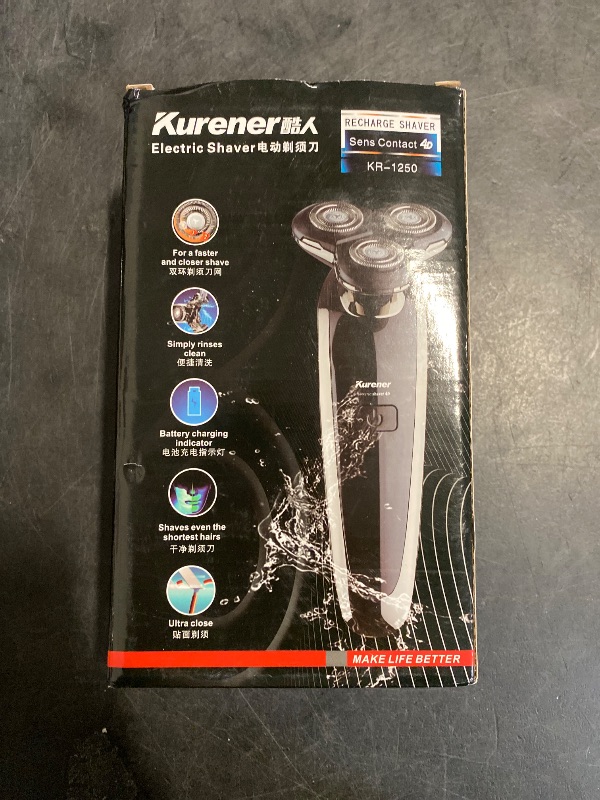 Photo 1 of Kurener Electric Shaver Razor for Men Rechargeable 100% Waterproof Rotary for Shaving with Nose Trimmer Sideburns Trimmer Face Cleaning Brush