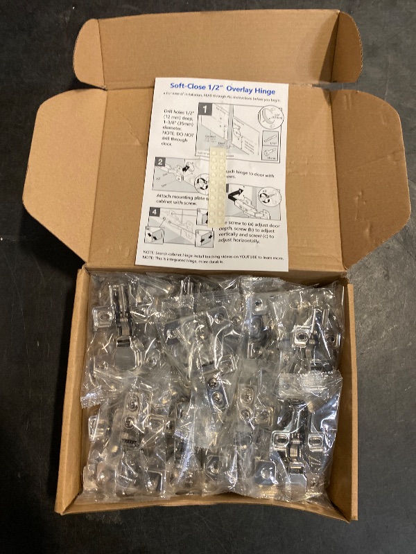 Photo 1 of KONIGEEHRE 20 Pack Soft Close Cabinet Door Hinges for 1/2" Partial Overlay Cupboard, 100 Degree Opening Angel, Stainless Concealed Kitchen Cabinet Hinges with Mounting Screws and Manual