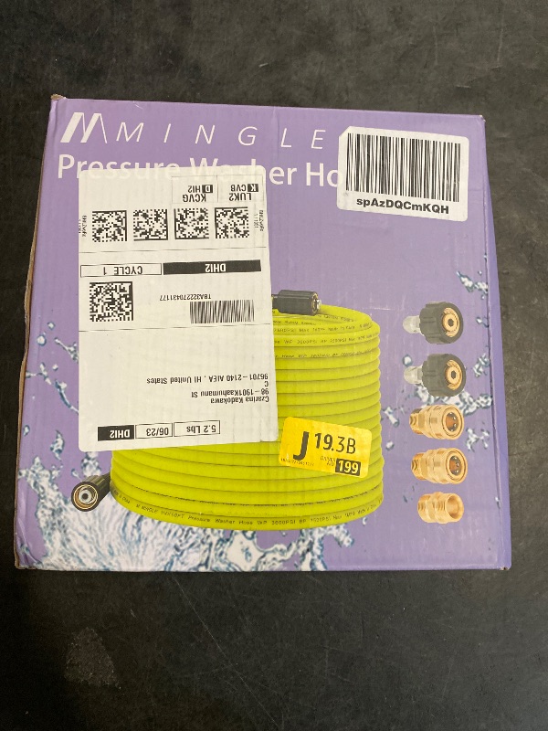 Photo 1 of M MINGLE Pressure Washer Hose 50 FT x 1/4" - Replacement Power Wash Hose with Quick Connect Kits - High Pressure Hose with M22 14mm Fittings - 3600PSI