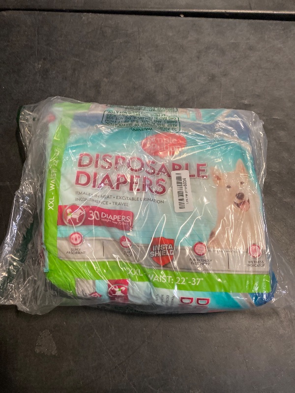 Photo 1 of Simple Solution Dog Diapers Female, Dog Diapers, Potty Training, Super Absorbent, Breathable, Wetness Indicator for Urination, 22-37 Inch Waist, (XXL, 30ct)