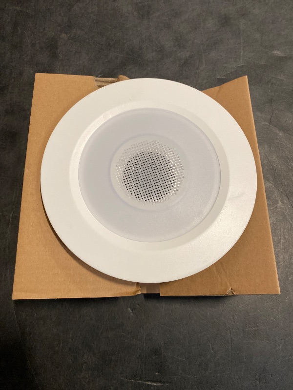Photo 1 of Juno 6 Inch Smart Recessed Light Speaker, Bluetooth, Alexa, Google Home Compatible, RGBW Speaker Downlight, Dynamic Color Red Green Blue White, Matte White (J6SLC RGBW MW M6)