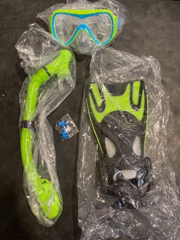 Photo 1 of KUYOU Youth Snorkel Set for Ages 7-16, Snorkeling Gear for Kids with Panoramic View Diving Mask Anti-Fog Anti-Leak, Full Dry Top Snorkel, Fins and Travel Bag for Swimming, Snorkeling (Sea Sky Blue)