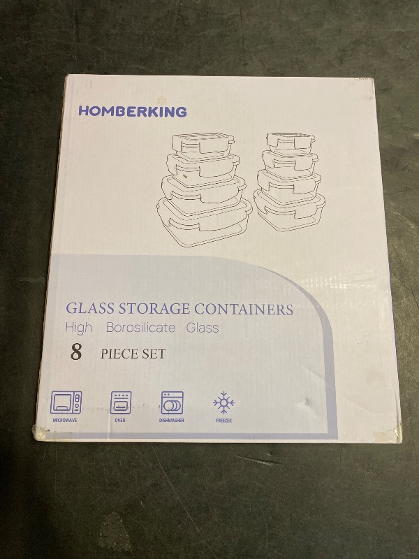 Photo 1 of HOMBERKING 8 Pack Glass Food Storage Containers with Lids, Meal Prep Containers, Airtight Bento Boxes with Leak Proof Locking for Microwave, Oven, Freezer and Dishwasher, BPA Free, 5-35oz, Pink