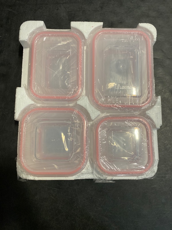 Photo 1 of HOMBERKING 8 Pack Glass Food Storage Containers with Lids, Meal Prep Containers, Airtight Bento Boxes with Leak Proof Locking for Microwave, Oven, Freezer and Dishwasher, BPA Free, 5-35oz, Pink