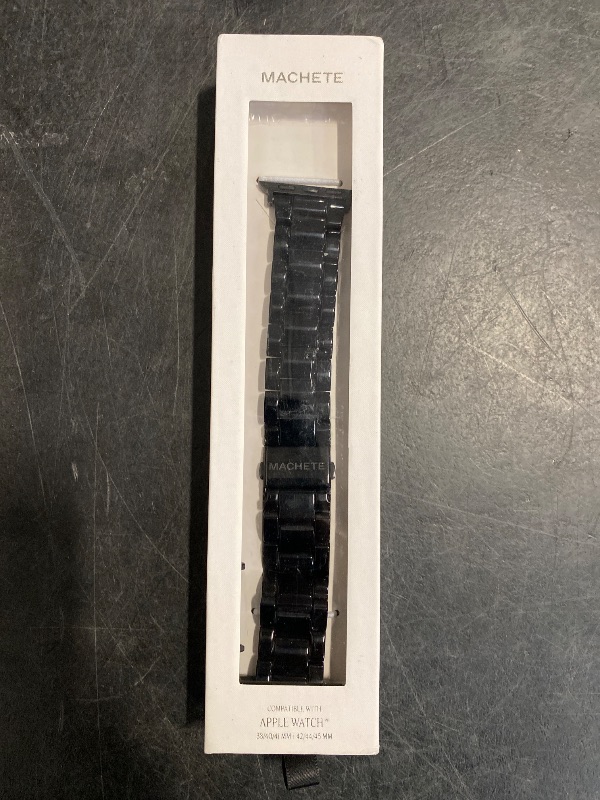 Photo 1 of MACHETE Compatible with Apple Watch Band 38mm 40mm 41mm 42mm 44mm 45mm 49mm, Black Fashion Acetate Resin iWatch Band for Series 8 Series 7 Series SE Series 6 Series 5 4 3 2 1 Women Men