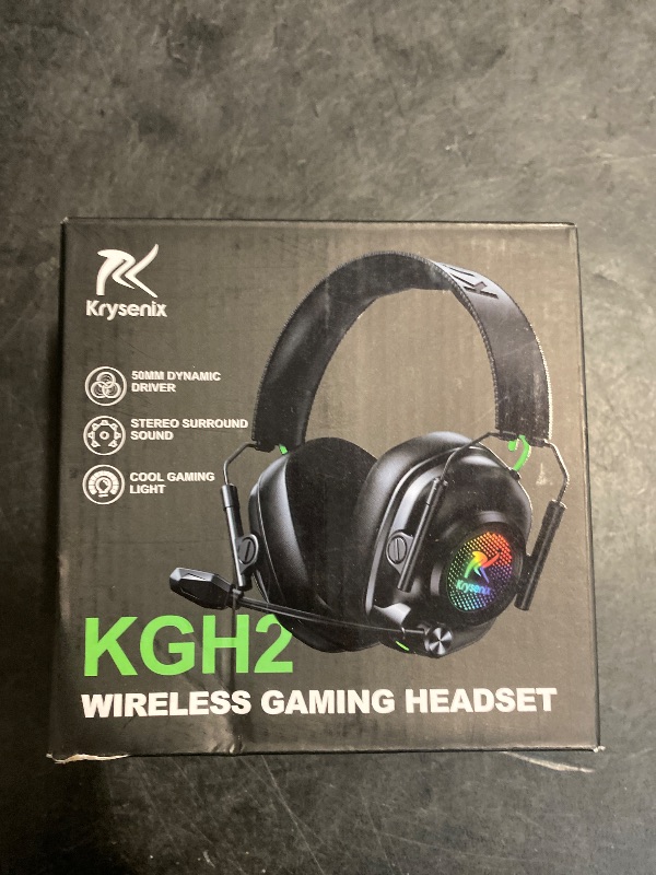 Photo 1 of Krysenix Wireless Gaming Headset with Noise Canceling Microphone for PC, PS5, PS4, Switch, Mac?2.4 GHz Wireless & Bluetooth 5.4 Gaming Headphones, Cool RGB Lighting, 40Hr Battery, 50mm Drivers-White