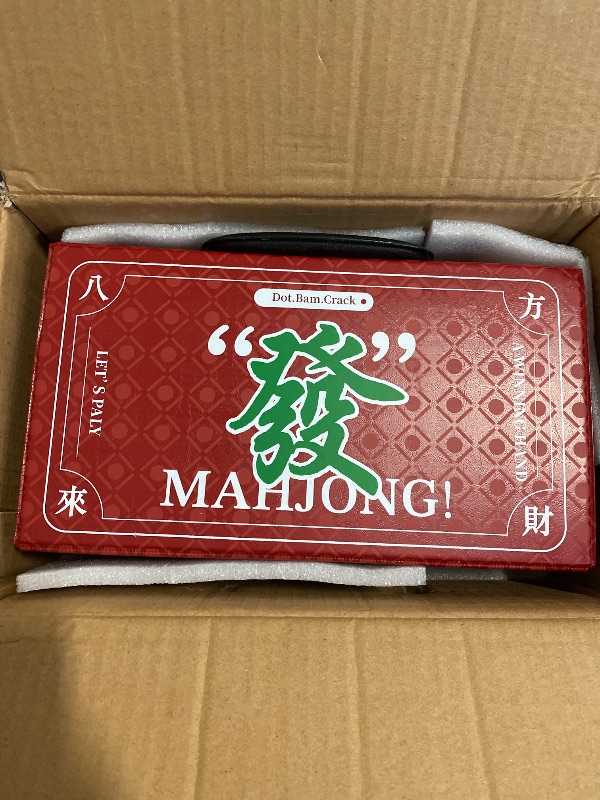 Photo 1 of Jongyance Chinese Mahjong Set, Large Mahjong Tiles Set with 144 Green Back Color Tiles, Red Case, Chinese Mahjong Game Set (Majiang, ??)