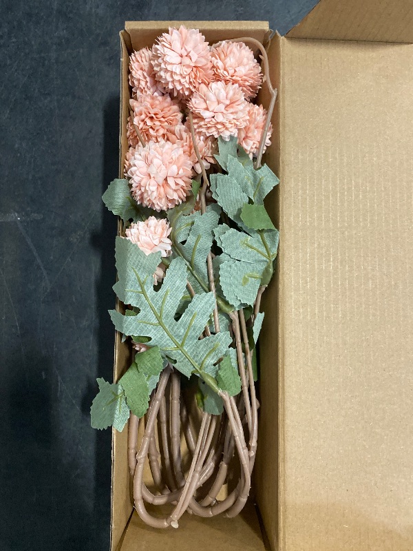 Photo 1 of mizii 6Pcs Pink Fake Silk Pompon Mum Artificial Flowers Bulk Small Faux Chrysanthemums with Stems Realistic Floral Decorations for Wedding DIY Bouquet Centerpieces Shower Vase Home Decor (Light Pink)