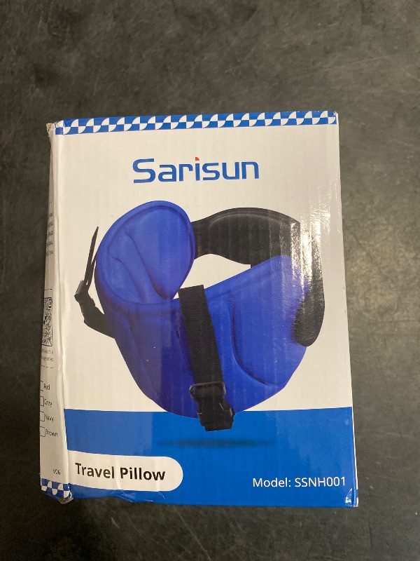 Photo 1 of SARISUN Travel Pillows for Airplanes, Airplane Pillow for Sleeping with 3D Eye Mask, 360° Support Headrest for Long Flight, Road Trip, Stop Bobblehead Relieve Neck Pain, Blue