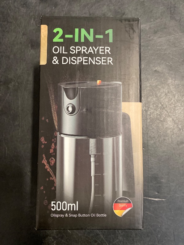 Photo 1 of Costop Oil Sprayer for Cooking, 2025 Large Advanced Olive Oil Dispenser Bottle,500ml/17oz Glass Olive Oil Sprayer,2 in 1 Even Spray with Portion Control for Kitchen, Air Fryer, Salad, BBQ - Black