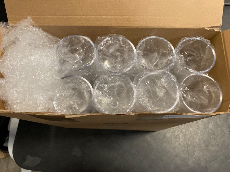 Photo 1 of Singhoow 48 Packs 8oz Acrylic Reusable Plastic Wine Glasses Bulk Wedding Disposable Short Stem Party Goblet Cup Vintage Milkshake Cordial Unbreakable Cocktail Drink Water Bars Stemware (Clear)