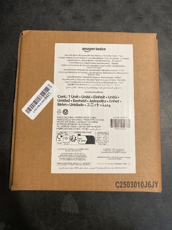 Photo 1 of Amazon Basics Waterproof 18 inch Mattress Protector Twin Size, Breathable, Machine Washable, White
