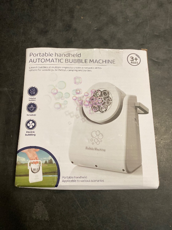 Photo 1 of Bubble Machine for Kids Toddlers,Automatic Bubble Blower,Portable Adjustable Angle Bubble Maker,Bubbles Toy for 3 4 5 6 7 Year Old Boy Girl,Outdoor Party Birthday Easter Baskets Stuffers Gifts White