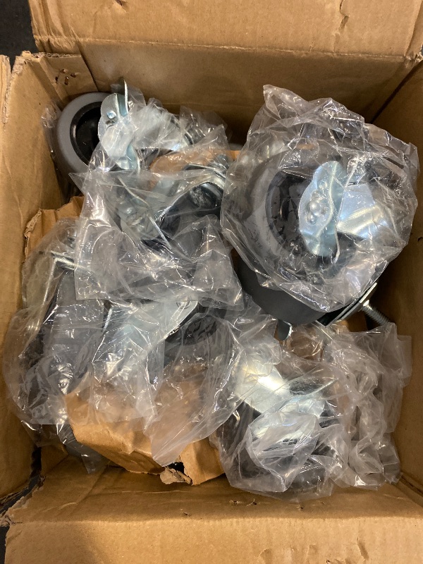 Photo 1 of Caster Wheels, 3" Locking Swivel Stem Casters Set with Brake of 16, 3/8"-16 x 1 (Screw Diameter 3/8", Length 1") Rubber Casters with 360 Degree No Noise Wheels