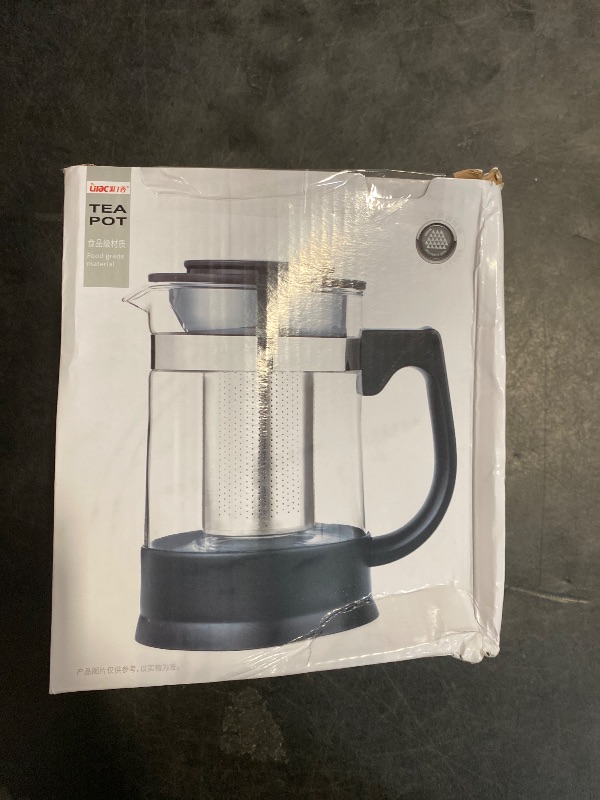 Photo 1 of EIKS Glass Teapot Tea Kettle with Removable Infuser and Heat Resistance Base for Making and Serving Blooming Tea, Loose Leaf Tea - Capacity is 950ml/32oz