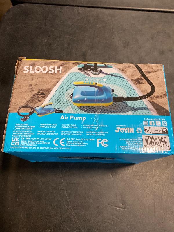 Photo 1 of SLOOSH Electric Paddle Board Pump, 20 PSI High-Pressure Dual-Stage Inflation SUP Air Pump with Auto-Off Function, 12V DC Car Connector for Inflatable Paddle Boards, Kayaks, Boats, and Air Mattresses