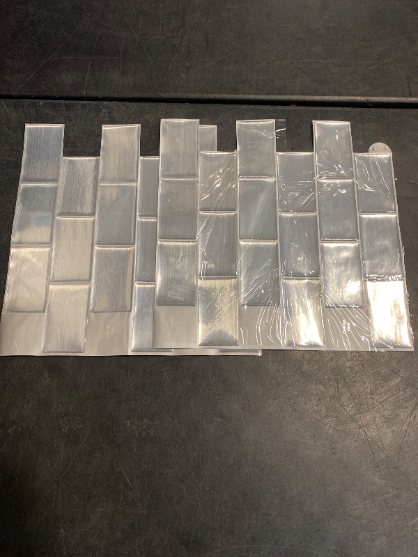 Photo 1 of Livelynine Stainless Steel Backsplash Peel and Stick Subway Tile for Kitchen Stove Wall Cover Self Adhesive Silver Metal Back Splash Stick on Tiles 4-Tiles 12x12 Heat Resistant Wall Protector Sheet