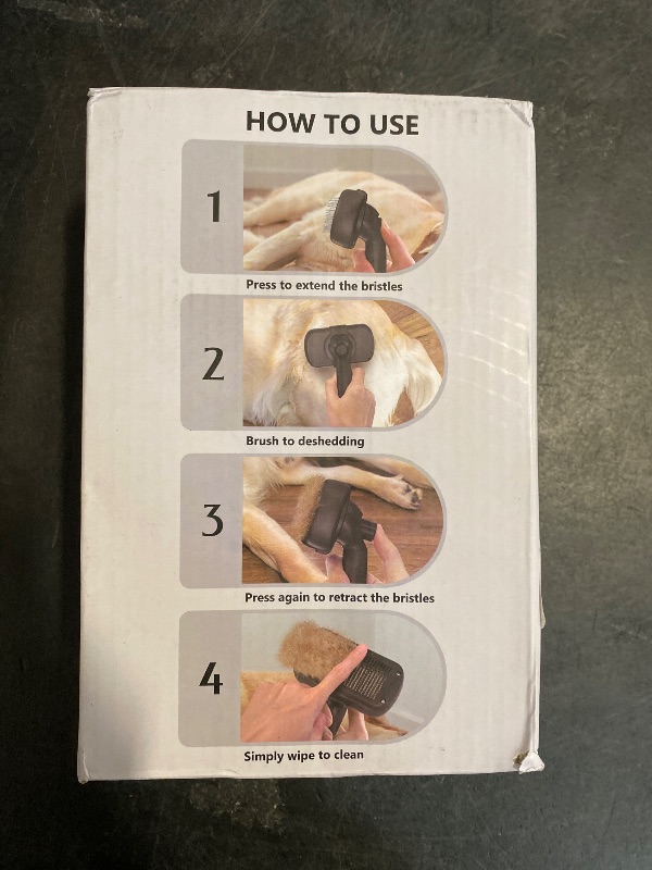 Photo 1 of Dipoo Self Cleaning Shedding Brush - Skin Friendly Grooming Tool for Dogs, Cats, and Puppies, Deshedding and Hair Removal for Long and Short Haired Pets, Black