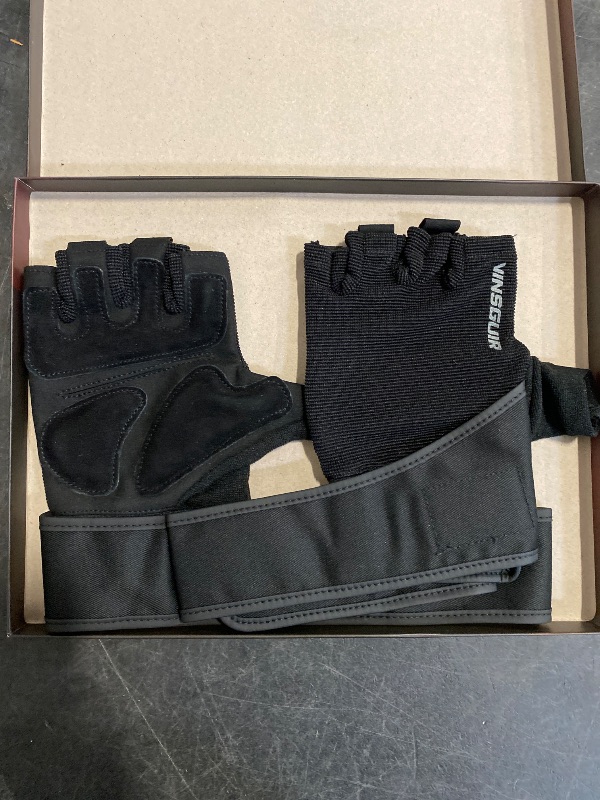 Photo 1 of VINSGUIR Padded Weight Lifting Gloves with Wrist Support, Fingerless Grip Workout Gloves for Men and Women, Gym Gloves for Exercise, Weightlifting, Cycling, Pull ups, Rowing, and Climbing