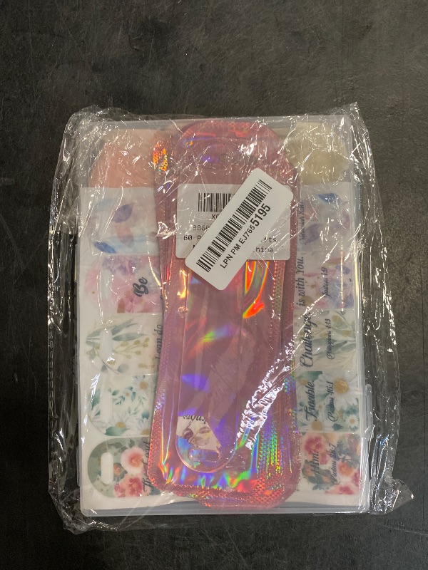 Photo 1 of 60 Pcs Acrylic Bookmark Blanks - 15 Clear Acrylic Bookmarks, 15 Bible Verse Flower UV DTF Stickers, 15 Ribbons, 15 Bags, Bookmark Making Kit DIY Craft, Suprise Readers Gifts