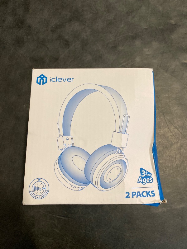 Photo 1 of iClever [2 Pack BTH02 Kids Bluetooth Headphones for School with MIC, 85dBA Volume Protection, Adjustable Foldable,for iPad/Tablet/Airplane, Green/Blue
