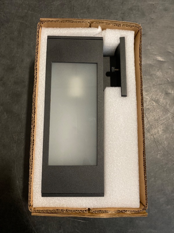 Photo 1 of Cerdeco 10.75 Inches Outdoor Wall Light Modern Outdoor Wall Sconce,Aluminum Black Porch Sconce Wall Mounted Lighting with E26 Socket and 3 Side Frosted Glass[ETL Listed]