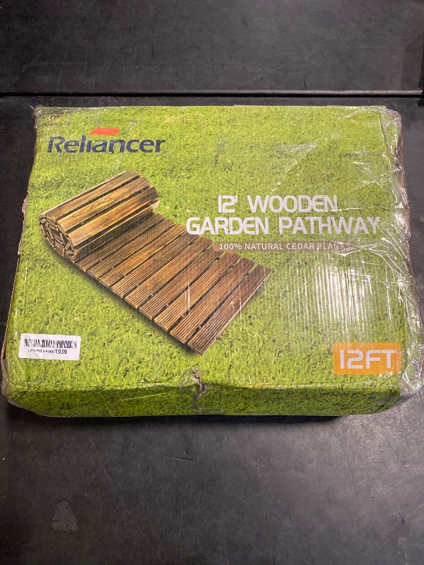 Photo 1 of RELIANCER 12' Wooden Garden Pathway,Outdoor Roll Out Cedar Straight Walkway,Patio Path Decorative Garden Boardwalk Walkways,Weather-Resistant Roll Up Beach Wood Road Floor,Wedding Party Pathwaysc