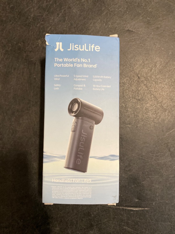 Photo 1 of JISULIFE Portable Handheld Fan Life9, Turbo Power High Speed Air [18H Max Cooling Time], 5 Gear Wind, 5000mAh Rechargeable, Mini Pocket Design, Personal Fan for Travel Concerts Camping Makeup - Black