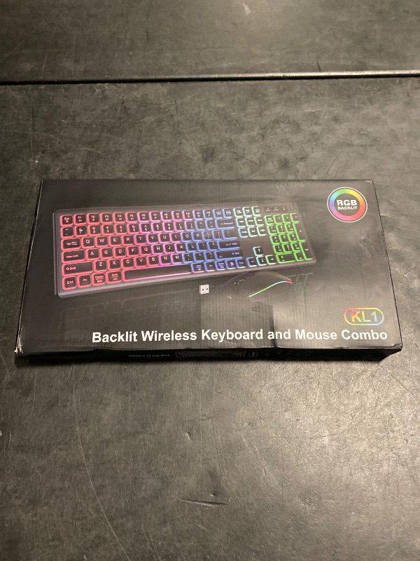 Photo 1 of Wireless Keyboard and Mouse Combo - RGB Backlit, Rechargeable & Light Up Letters, Full-Size, Ergonomic Tilt Angle, Sleep Mode, 2.4GHz Quiet Keyboard Mouse for Mac, Windows, Laptop, PC