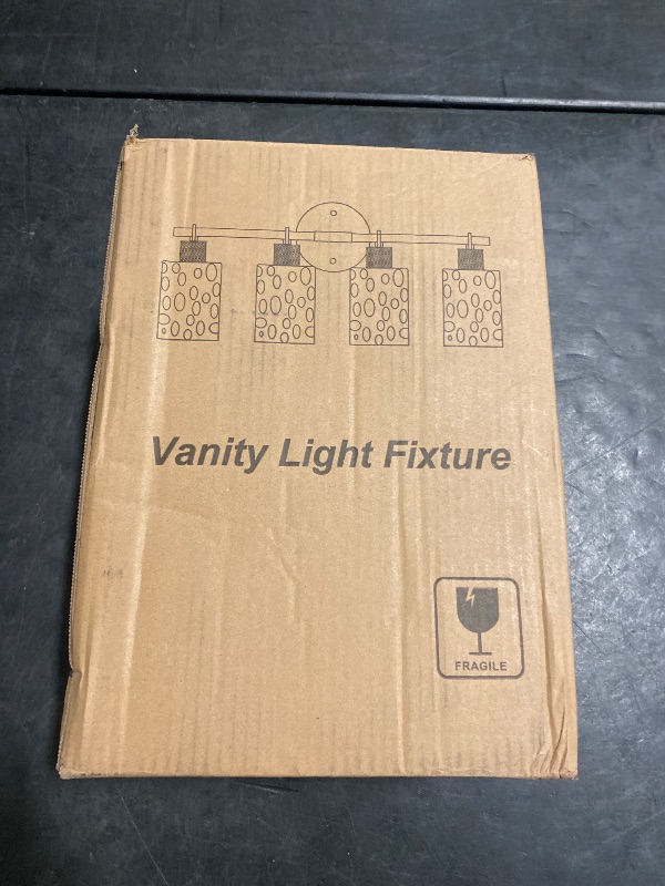 Photo 1 of 2025 Upgrade Bathroom Light Fixtures, 4-Light Coastal Vanity Lights with Crystal Glass Shade, Black Bathroom Wall Lamp for Mirror Kitchen Hallway Cabinet