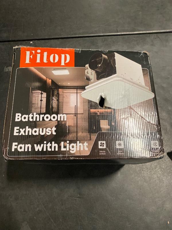 Photo 1 of Fitop Bathroom Exhaust Fan with Light, 110 CFM 43W Ceiling Mount Shower Ventilation Exhaust with Light, 1.0 Sones Bathroom Vent with Light, Bathroom Fan 1200LM LED Light 3000K/4000K/5000K