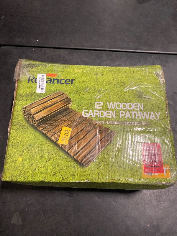 Photo 1 of RELIANCER 12' Wooden Garden Pathway,Outdoor Roll Out Cedar Straight Walkway,Patio Path Decorative Garden Boardwalk Walkways,Weather-Resistant Roll Up Beach Wood Road Floor,Wedding Party Pathwaysc
