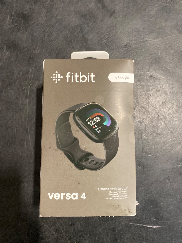 Photo 1 of Fitbit Versa 4 Fitness Smartwatch with Daily Readiness, GPS, 24/7 Heart Rate, 40+ Exercise Modes, Sleep Tracking and more, Black/Graphite, One Size (S & L Bands Included)
