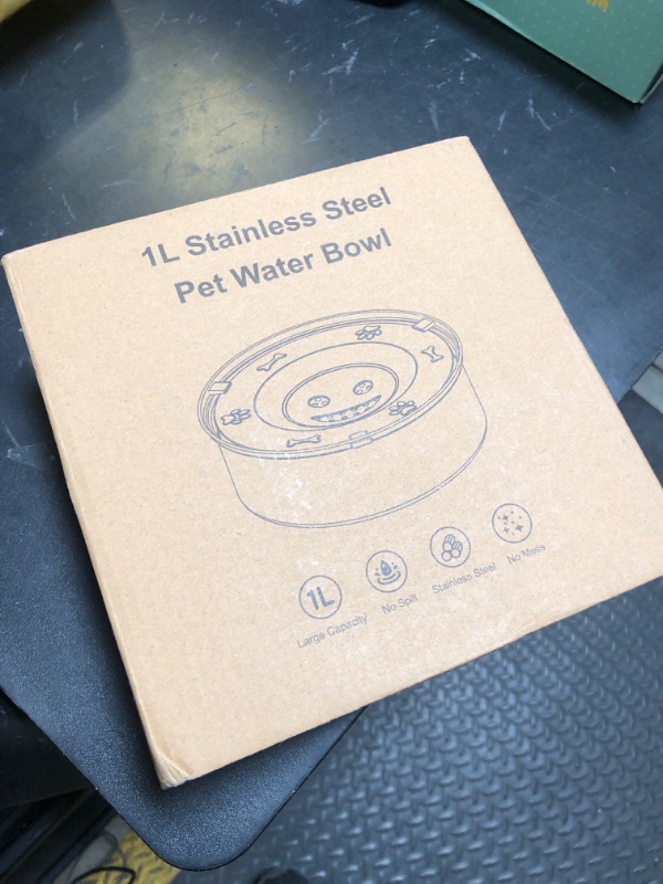 Photo 1 of 1L/0.26 Gallon Dog Water Bowl No Spill, Stainless Steel No Spill Water Bowl for Dogs, Slow Water Dog Bowl, No Splash Dog Water Bowls