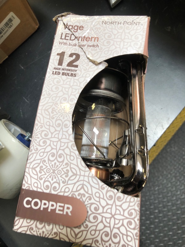 Photo 1 of NorthPoint 190462 12 LED Vintage Style Outdoor Lighting Lantern for Multi Purpose Use, Copper