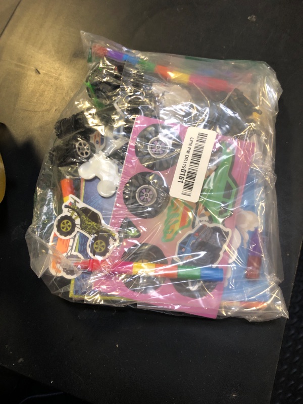 Photo 1 of 110PCS Monster Truck Party Favors,Monster Truck Coloring Books and Eight Color Crayons,Keychains Pull Back Cars Stickers For Kids