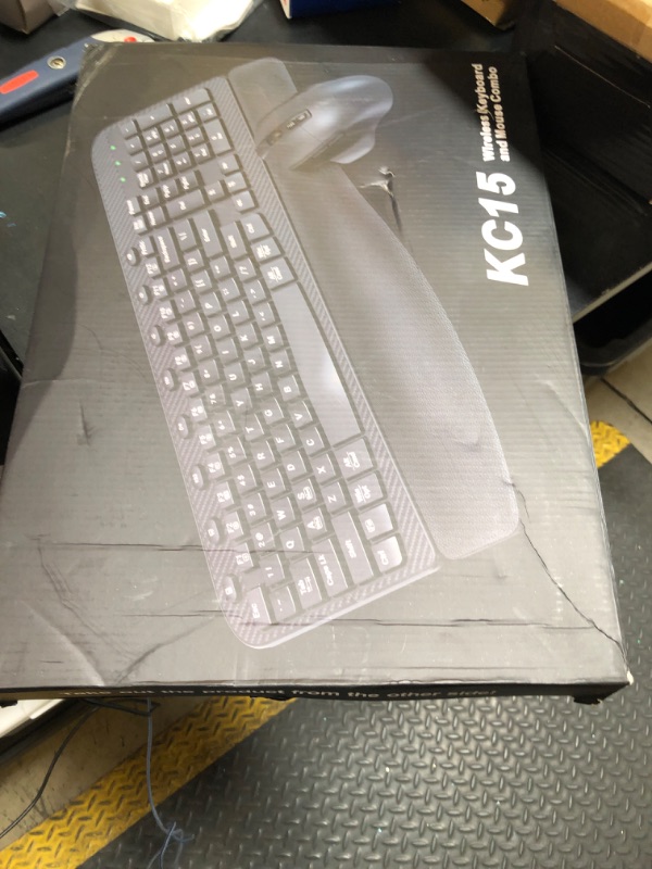 Photo 1 of Wireless Keyboard and Mouse Combo, Ergonomic Wave Keys, Cushioned Plam Rest, Comfortable Silent Natural Typing, 2.4G Lag-Free, Full Size Keyboards Cordless Set for Multi-OS, Windows/Mac -SABLUTE