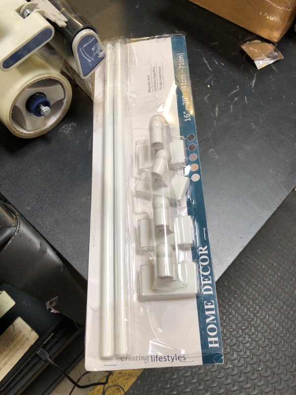Photo 1 of H.VERSAILTEX 2 PACK Magnetic Curtain Rods for Metal Doors Top and Bottom Multi-Use Adjustable Appliances for Iron and Steel Place, Petite Ball Ends, 16 to 28 Inch, 1/2 Inch Diameter, White