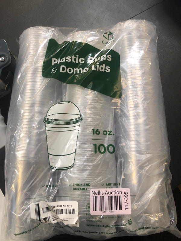 Photo 1 of 100 PACK 16 oz Clear Plastic Cups with Dome Lids, Disposable Dessert Cups, Parfait cups for Ice Cream, Iced Cold Coffee Drinks, Cupcake, Fruit for Party