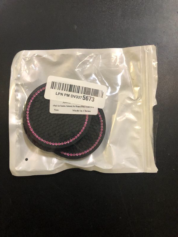 Photo 1 of 4 Pack Car Coasters, Universal Vehicle Bling Car Coaster, Cute Rhinestone Coaster for Cup Holders,Interior Accessories 2.75'' Silicone Anti Slip Car Coasters for Women (Pink Crystal Circle)